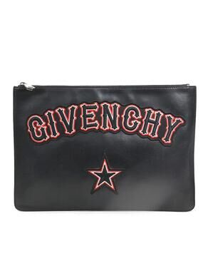 Auth Givenchy Clutch Bag Black Leather #302894G13B